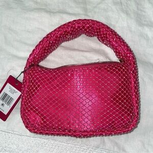 NWT Vince Camuto Mini Bag Damsa Crystals on Net Over Sateen pink new year party
